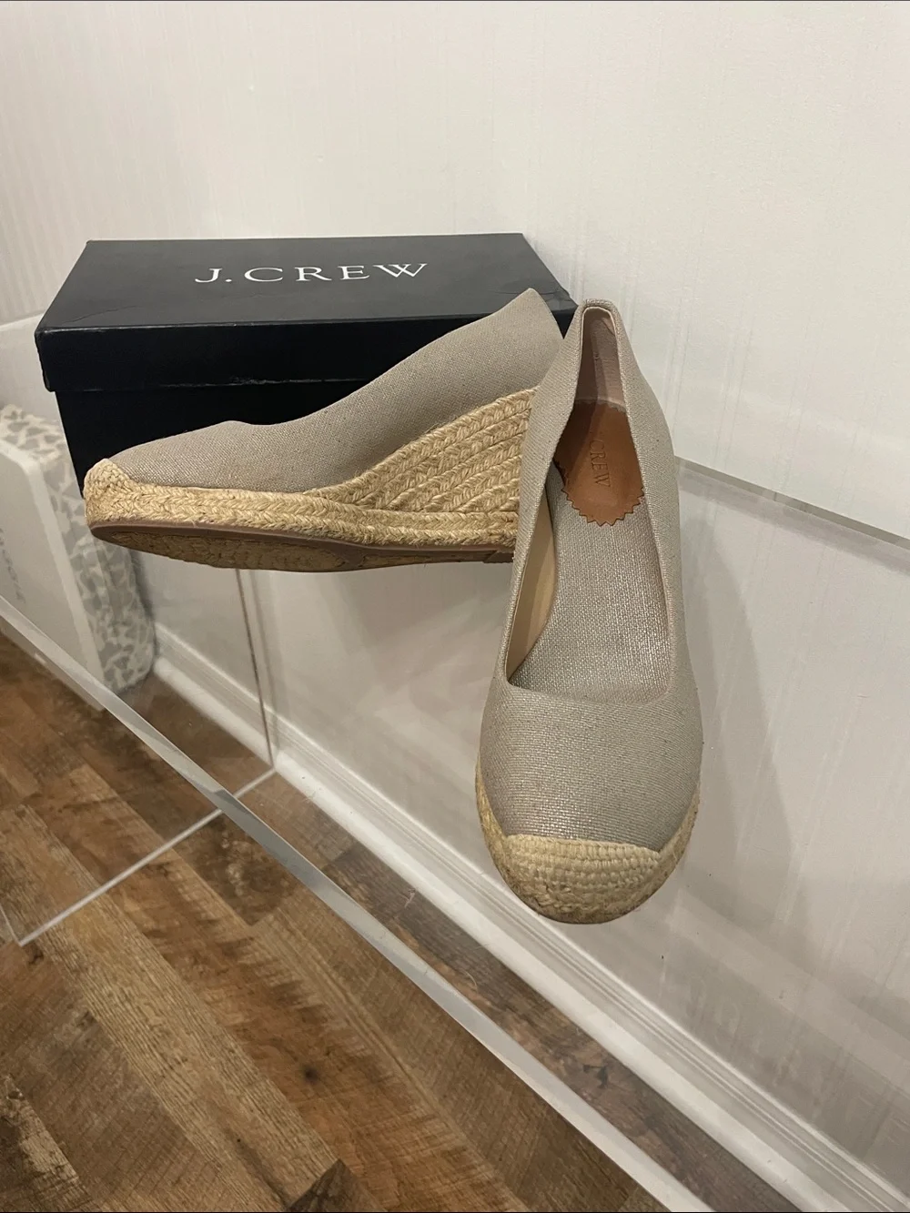 Seville metallic espadrille wedges. Metallic silver. J Crew